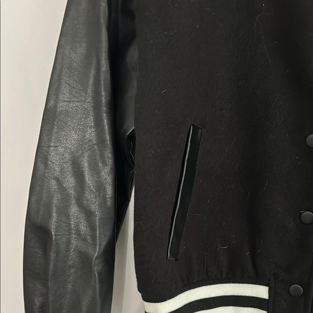Steve Madden Black Varsity Jacket with Sleek Design - Picture 3 of 6